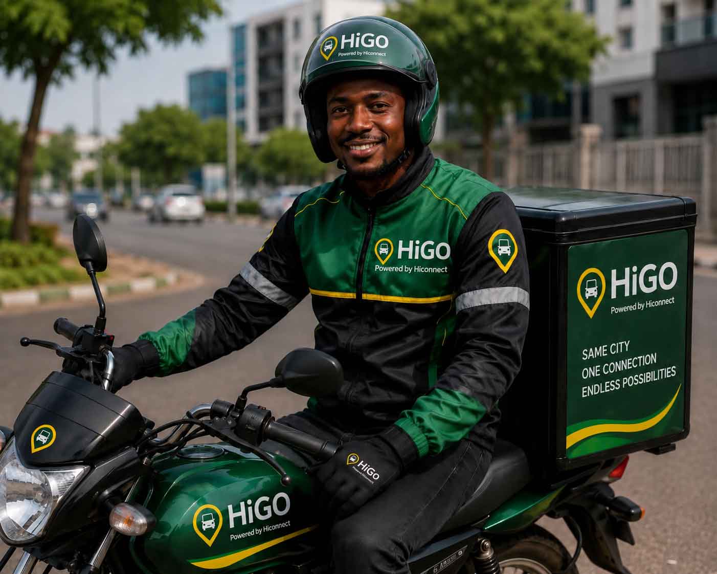 Dispatch rider on a delivery motorcycle